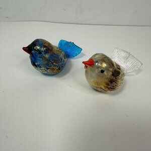 Made in Murano Italy Blown Glass 2 Birds Vintage Multicolor 3.5"x 2.5"